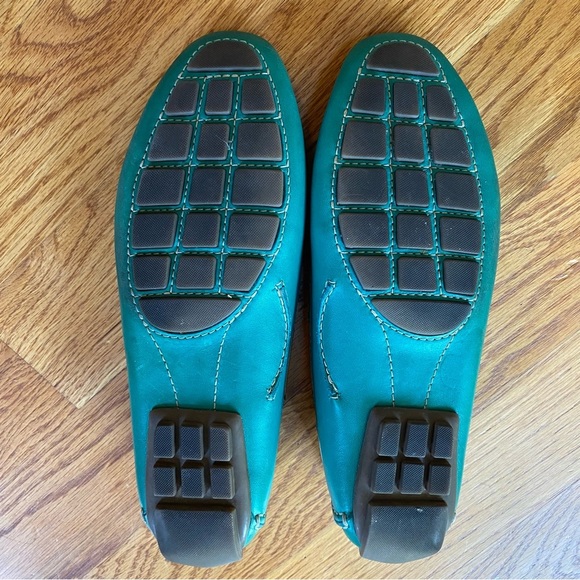 Clarks Artisan Turquoise Leather Slip On Loafer Mules Size 9.5M - Picture 6 of 7